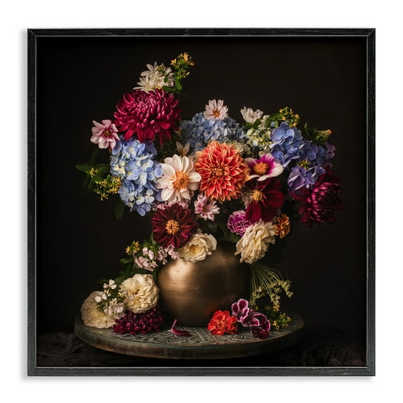 Stupell Industries Assorted Flowers Arrangement Plants & Flowers Photography Black Framed Art Print Wall Art, 12 x 12
