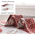 thumbnail image 6 of Green Essen Christmas Quilt Set Queen Size Bedspread Red Bedding Rustic Deer Quilt Microfiber Reversible Coverlet for Home Decor, 6 of 8