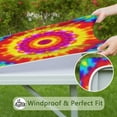 thumbnail image 6 of Rainbow Tie Dye Mandala Pattern Square Fitted Tablecloth with Elastic Edge,Square Table Cover,Washable Elastic Table Cover for Home Kitchen Party Decor 34"x34", 6 of 6