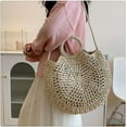 thumbnail image 4 of Kukuzhu Round Straw Bag for Women Large Summer Beach Tote Handbag Handwoven Straw Crossbody Bag Woven Handle Shoulder Bag, 4 of 7