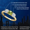 thumbnail image 2 of Gem Stone King 10K Yellow Gold Green Peridot and Lab Grown Diamond Engagement Ring for Women | 1.55 Cttw | Round 5MM | Gemstone August Birthstone | Size 6, 2 of 6