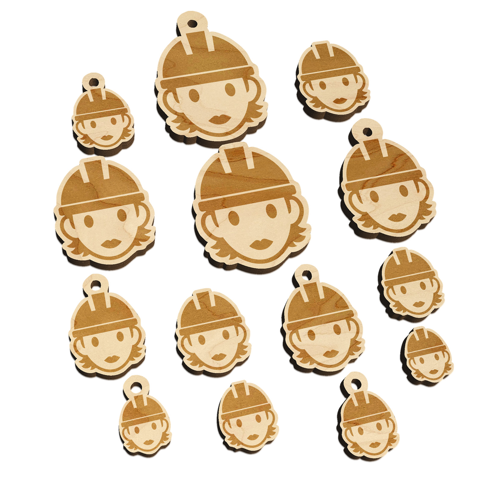 Occupation Construction Worker Builder Woman Icon Wood Mini Charms Shapes DIY Craft Jewelry - No Hole - Various Sizes (16pcs) - image 1 of 7