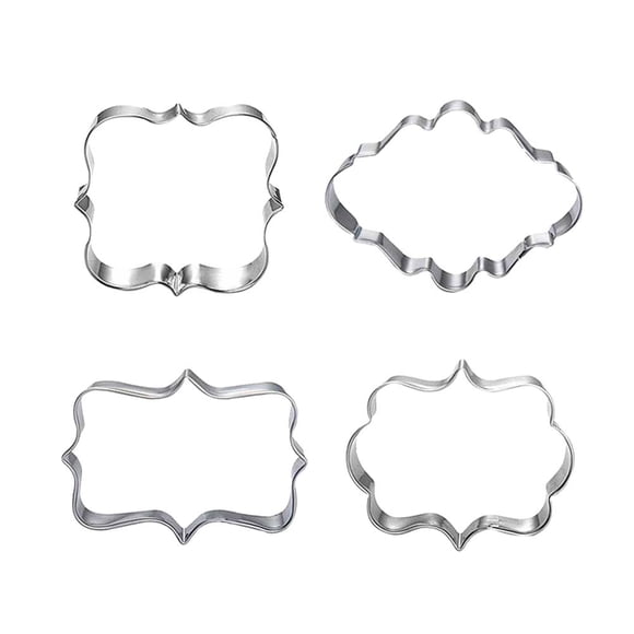 KAKOWELY 4pcs Stainless Steel Cookie Cutter Mold Design DIY Chocolate Mould Cupcake Dessert Baking Mold Sets,3.54"X2.95"X0.79"