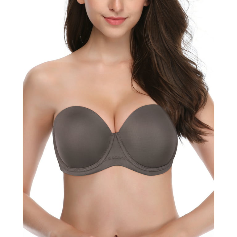 Exclare Women's Multiway Strapless Bra Full Figure Underwire Contour Beauty  Back Plus Size Bra(Grey,34DD) 