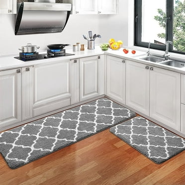 Kitchen Mat Set, 2PCS Absorbent Non-Slip Kitchen Rug, Washable Kitchen Floor Mat, Soft Comfort Floor Rug Standing Mat for Kitchen, Home Floor, Office, Sink, Laundry