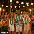 thumbnail image 5 of PMU Luau Tropical Fern Leaf Lei 3 Sets (12pcs) Green Wearable (Head, 2 Wrists and Necklace) Party Costume, 5 of 8