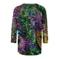 thumbnail image 5 of NSLGXD Mardi Gras Shirts for Women 3/4 Sleeve Mask Graphic Tee Blouse Carnival Themed Party Pullover Fashion Print Crew Neck Tops Funny Gifts Tshirt for Women Multicolor L, 5 of 5