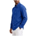 thumbnail image 4 of Men's Long Sleeve Tee Shirts Summer Collar Thin Style Solid Color Button Shirt with Pocket Casual Stylish Loose Lightweight Work Shirt, 4 of 7