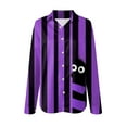 thumbnail image 5 of Godom Womens Halloween Shirt Cute Graphic Tee Long Sleeve Button Up Tops, 5 of 5
