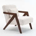 thumbnail image 6 of Leumius Mid-Century Modern Accent Chair,Upholstered Chenille Fabric with Pillow and Solid Wood Frame for Bedroom, Living Room, Balcony, Reading Room,Beige, 6 of 8