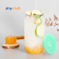 thumbnail image 2 of Vasos de vidrio con forma de lata Joyclub de 470 ml con tapas acrílicas y pajitas, 2 of 7