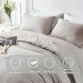 thumbnail image 3 of Davulos Queen Size Comforter Set - 3 Pieces Khaki Gray Soft Luxury Cationic Dyeing Bedding Comforter For All Season, Breathable Lightweight Fluffy Bed Set with 1 Comforter and 2 Pillow Shams, 3 of 7