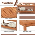 thumbnail image 4 of GVN 2-Tier Patio Coffee Table with Slatted Tabletop and Shelf, Teak Wood Side Table with Storage, Indoor and Outdoor Wooden Furniture for Deck, Porch, Balcony, Living Room, 4 of 7