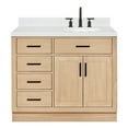 thumbnail image 2 of Ariel Hepburn 42 Inch Single Oval Sink Bathroom Vanity With Carrara White Quartz Countertop 1.5 Inch Edge In Oak, 2 of 10