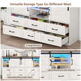 thumbnail image 4 of Blotout 63'' LED Farmhouse TV Stand for 70in TV, Dresser TV Stand for Living Room, Farmhouse 6 Drawer Dresser for Bedroom with Led Light, Tall Entertainment Center Storage Cabinets w/Power Outlets, 4 of 11
