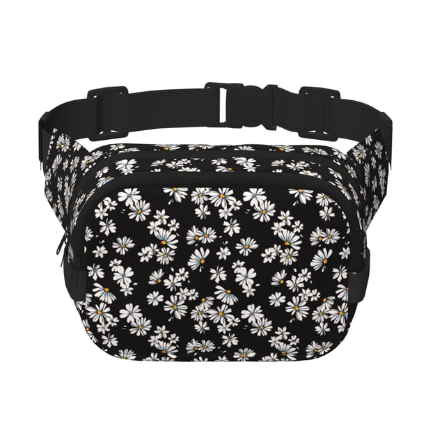 Fotbe Daisies Flowers Cangurera Cuadrada con Estampado de Doble Capa, Bolsa de Cintura Ajustable Mini para Hombres y Mujeres