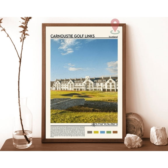 Carnoustie Golf Travel Print, Golf Course Travel Art, Scotland Travel Print, Carnoustie Landmark Print, Golf Course Travel Poster Wall Art, Modern Wall Decor, 8x12 UNFRAMED