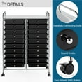 thumbnail image 5 of Alden Design 20 Drawers Metal Frame Storage Cart Rolling Bin with Lockable Wheels, Black, 5 of 10