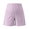 thumbnail image 4 of Women Maternity Shorts Soft Loose High Waist Drawstring Pants Summer Casual Lightweight Pregnancy Trousers Purple L, 4 of 7