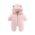 thumbnail image 3 of Baby Girls Boys Jumpsuit Hooded Cute Bear Ear Long Sleeve Bodysuit Warm Outfits Fall Winter Outfit Outwear for Kids 12-18 Months, 3 of 3