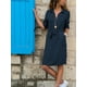 thumbnail image 5 of Qarigey Vestido de camisa de mujer Botón Vestido de manga larga Cintura con cordones Ropa Prendas para la parte del cuerpo Azul oscuro SG, 5 of 5
