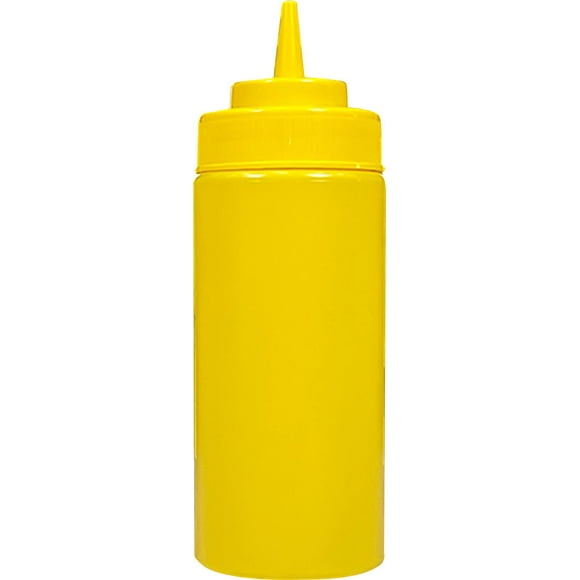 Pro-Kitchen 16 Oz Yellow Squeeze Condiment Bottles, Leakproof Reusable Plastic Squirt Bottle for Ketchup, BBQ, Salad, Dressing, Sauce and Pancake, (Pack of 6)