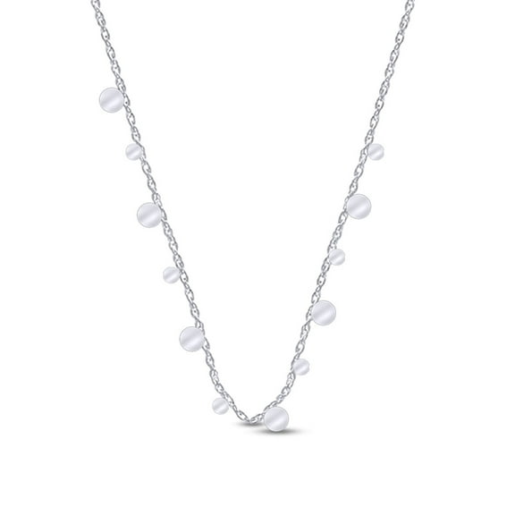 Round Shape Charm Tinny Small Dainty Minimalist Chokers Necklace in 10k White Gold Jewelry For Women