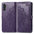 thumbnail image 2 of Mandala Case for Samsung Galaxy S25+, Premium Leather Flip RFID Blocking Wallet Card Magnetic Stand Protective Slim Shockproof Case with Lanyard, Embossed Flower Cover,Purple, 2 of 7