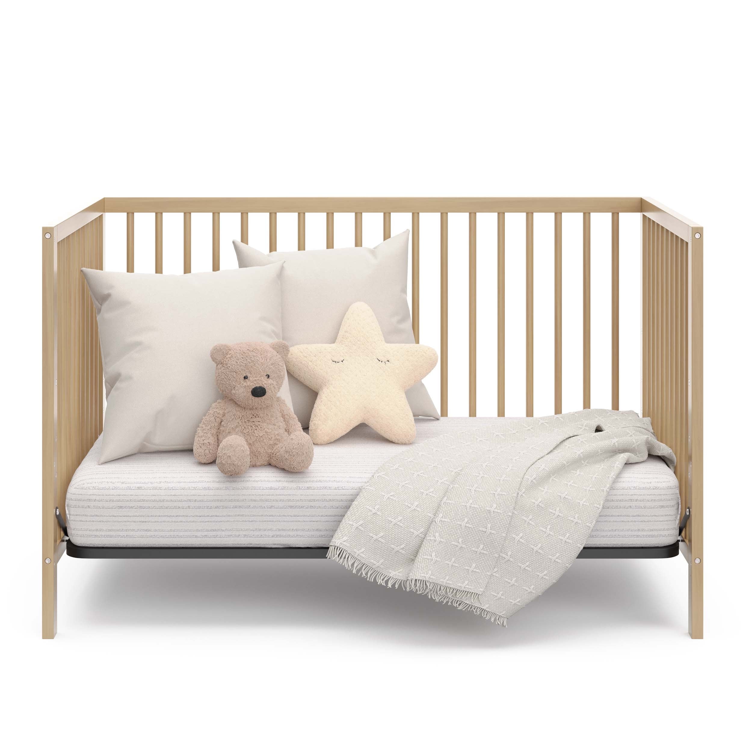 Graco Teddi 5-in-1 Convertible Crib and Premium Crib & Toddler Mattress Bundle, Driftwood