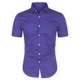 thumbnail image 1 of INSPIRE CHIC Men's Short Sleeves Polka Dots Button Down Shirt Purple 38, 1 of 6