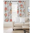 thumbnail image 2 of Peach Blackout Curtains for Bedroom/Living Room, Thermal Insulated Kitchen Curtains, Spring Floral Green Leaf Botanical Pink Fruit Grommet Darkening Window Treatment Drapes 42"x84"x2, 2 of 8