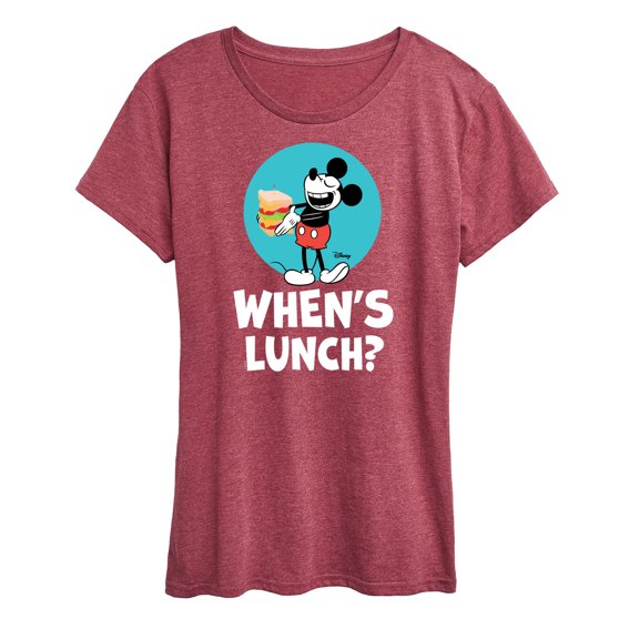Disney - Mickey & Friends - Hungry Mickey - When's Lunch - Women's Short Sleeve Graphic T-Shirt