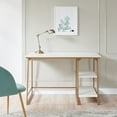 thumbnail image 3 of Leick Home Reversible Stepped Tier Shelf Rectangular Desk in White Herringbone/Satin Gold Finish, 3 of 14