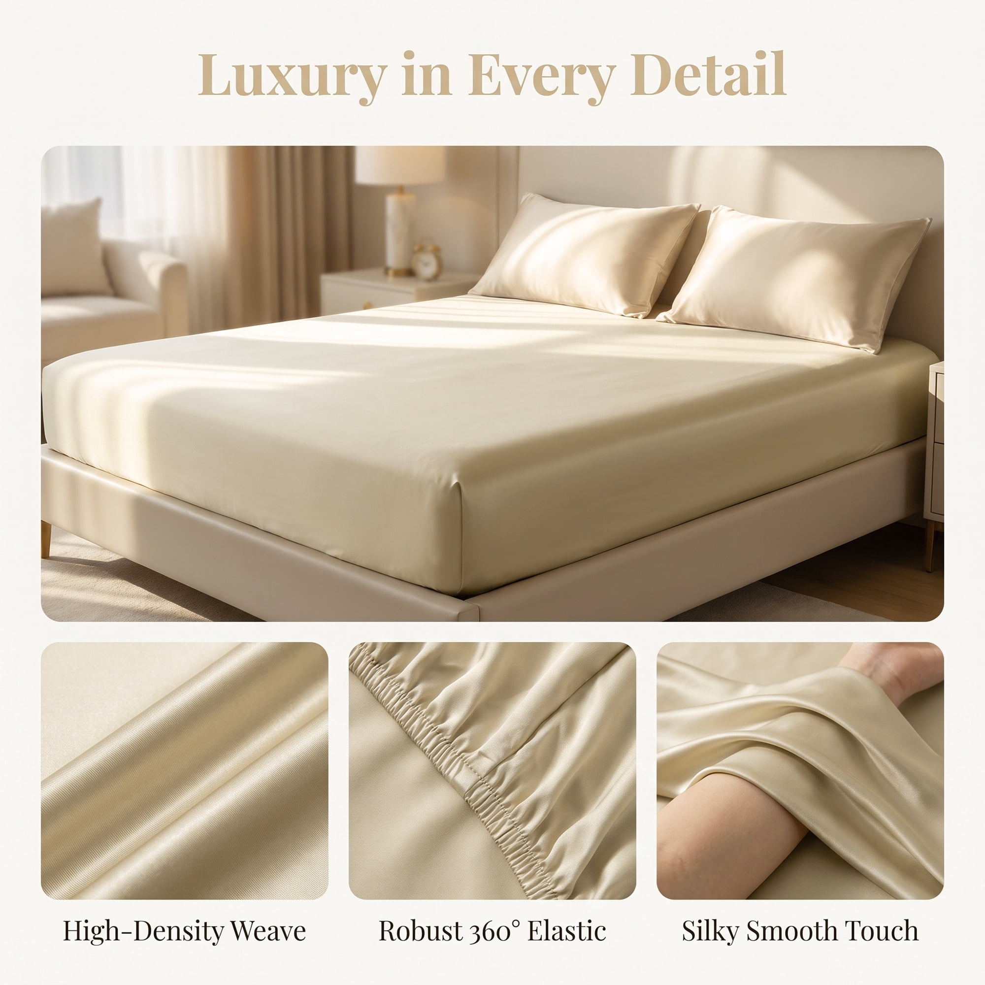 Unique Bargains Fitted Sheet Polyester Bed Sheets Anti Wrinkle for Sleep 78.0"x79.9" Khaki