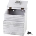 thumbnail image 4 of Wood Charity Donation collection Box Office suggestion Ballot Box With wide slot for envelopes and suggestion comment forms, Pocket and Locking Hinged Lid & Pen for Table Or CountertopRustic-White, 4 of 5