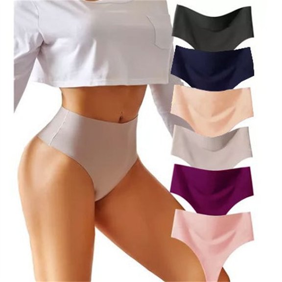 Helii Women's High Waisted Seamless Thong Panties No Show Underwear Breathable Invisible Thongs Soft Stretchy Thong for Ladies Comfortable Full Coverage Thong for Everyday Yoga and Lounge Wear