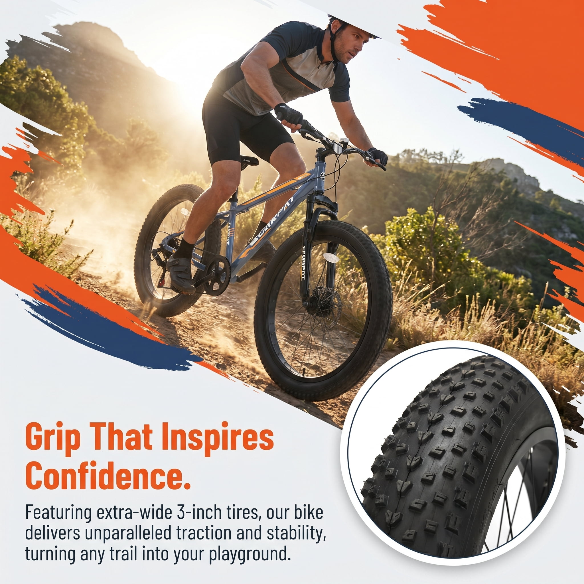 FUPOJH 24 Inch Fat Tire Mountain Bike,Shimano 7-Speed,Dual Disc Brakes,for Teens 8-14,Gray