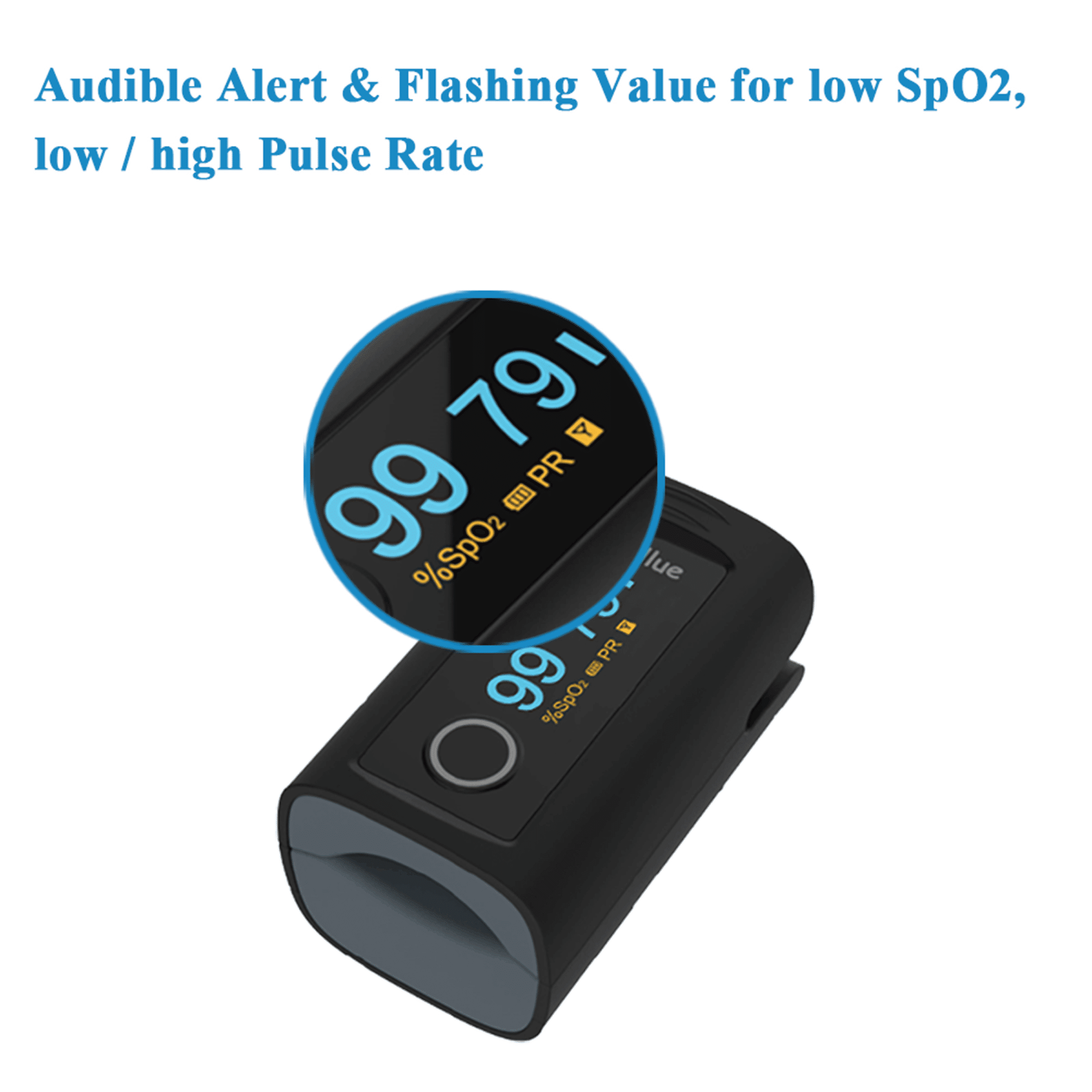 Wellue Bluetooth Pulse Oximeter with App, Fingertip Blood Oxygen Saturation & Pulse Rate Monitor, Fast 8s Reading, OLED Display, Trend Tracking & PDF Reports