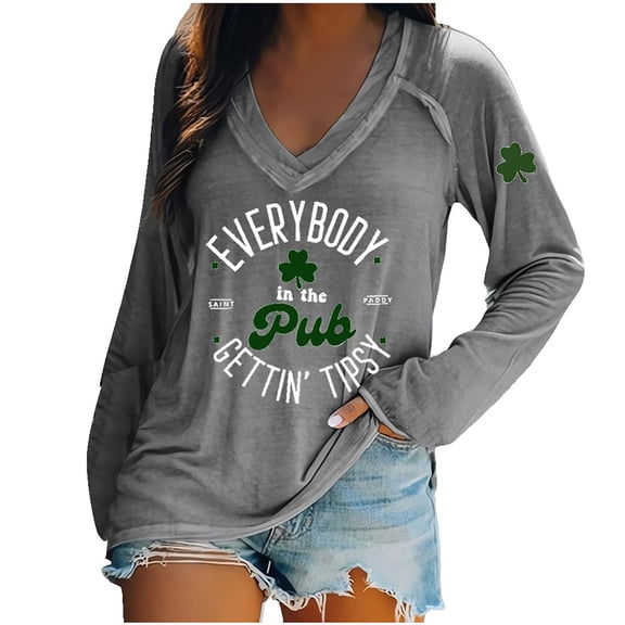 Kcolen St Patricks Day Shirt Women Shamrock Womens Funny St Patricks Day T Shirts Crew Neck Sport Long Sleeve Blouse Womens School Clothes for Womens,Green