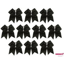 Kenz Laurenz Cheer Hair Bows Large with Ponytail Holder Black 10