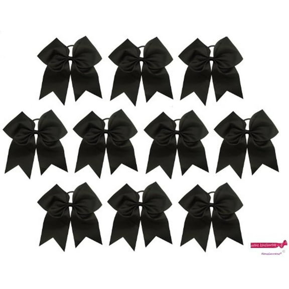 Kenz Laurenz Cheer Hair Bows Large with Ponytail Holder Black 10