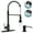 Black, variant on GPED Kitchen Faucet, Kitchen Sink Faucet with Soap Dispenser & Pull Down Sprayer, SUS304 Stainless Steel, Commercial Single Handle Kitchen Faucet with Deck Plate for Laundry Utility Rv,Brushed Nickel