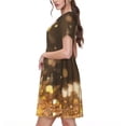 thumbnail image 2 of Naloa Gold butterfly glitter Print Womens Summer A-Line Dress with Pockets,Short Sleeve Dresses,Flowy Beach Swing Dress for Vacation Travel, 2 of 6