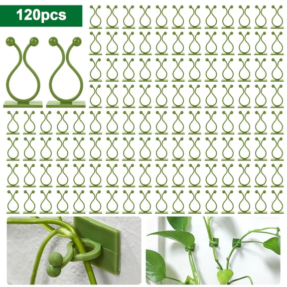 120pcs Plant Wall Clips, EEEkit Self Adhesive Vine Support Clips for Climbing Plants, Wall Cable Organizer Decor