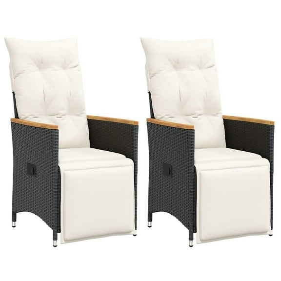 vidaXL Reclining Garden Chair Set of 2 Black, Cream White