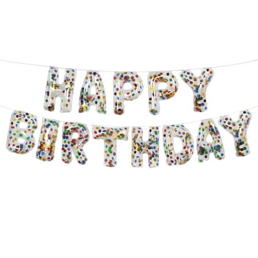 Way To Celebrate Rainbow Confetti Happy Birthday Letter Balloon Banner Kit