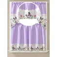 thumbnail image 2 of Gorgeous Home Linen Set of 3 Pieces Kitchen Window Curtain Embroidery Floral Multicolor 2 Tier + 1 Swag Valance for Kitchen (BR45 -Lilac Butterfly ), 2 of 5