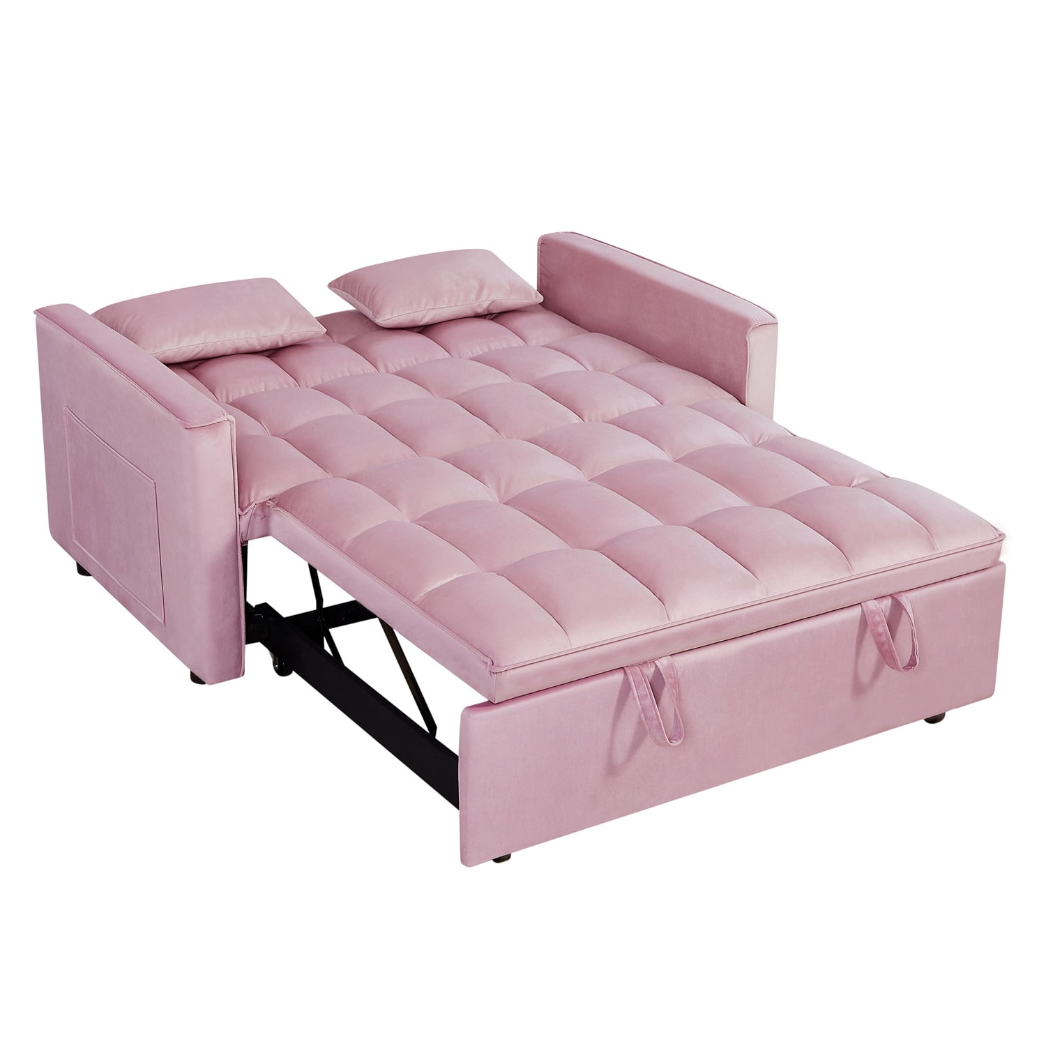 Hommoo 3 in 1 Convertible Pull Out Sofa Bed, Loveseat Sleeper Sofa, Pink