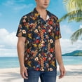 thumbnail image 3 of Pofeuu Orchids Flowers Print Hawaiian Shirt for Men Sleeves Casual Button Down Summer Beach Dress Shirts T-Shirts,Small, 3 of 7