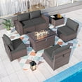 thumbnail image 2 of Gotland 7 Pieces Outdoor Patio Furniture Set with 43" Fire Pit Table Sets Outdoor Furniture Patio Conversation Set (Grey), 2 of 7